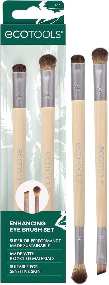 Thijox - EcoTools Oogverbeterende Duo-Oogschaduwborstelset - 4 Fijne Kwasten voor Diverse Looks - Ideaal voor Dagelijks Gebruik en Feestelijke Gelegen