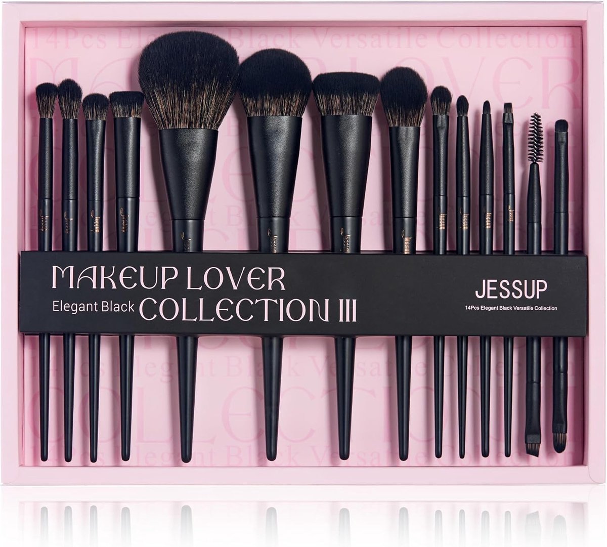 Thijox - 14Pcs Zwarte Makeup Kwasten Set voor Vrouwen - Kabuki, Foundation, Oogschaduw, Contour, Concealer, Poeder, Eyeliner, Crease en Wenkbrauw Blen