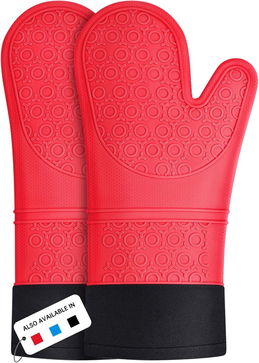 SnelShoppen - Ovenhandschoenen Hittebestendig Siliconen, Extra Lange Antislip Ovenwanten voor Grillen, Koken, Bakken - Keuken en Buiten Gebruik