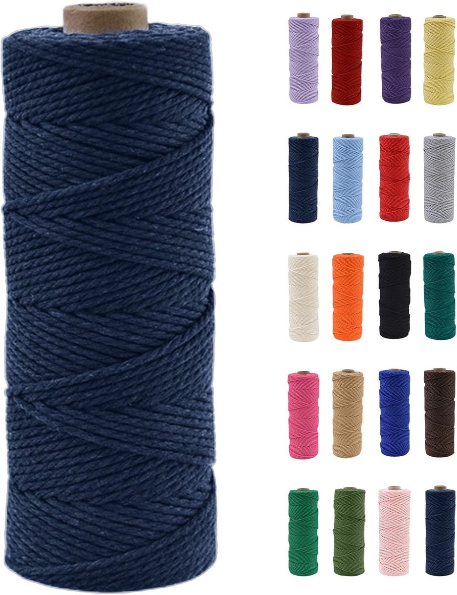 Natuurlijke Katoenen Macrame Touw van 100m, Chemievrij Knutselkoord voor DIY Projecten, Macrame Kunst en Cadeauverpakking