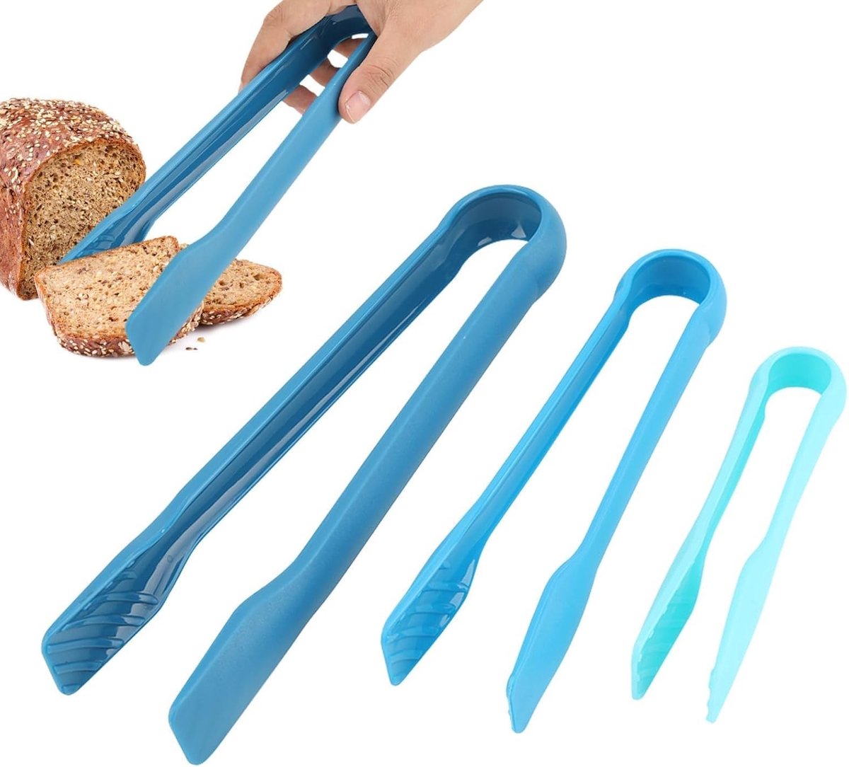 Set van 3 Keukentangen, 6/8/10 Inch Plastic Tangen voor Brood, Vlees en Salade - Ideaal voor Barbecue, Buffet en Kamperen