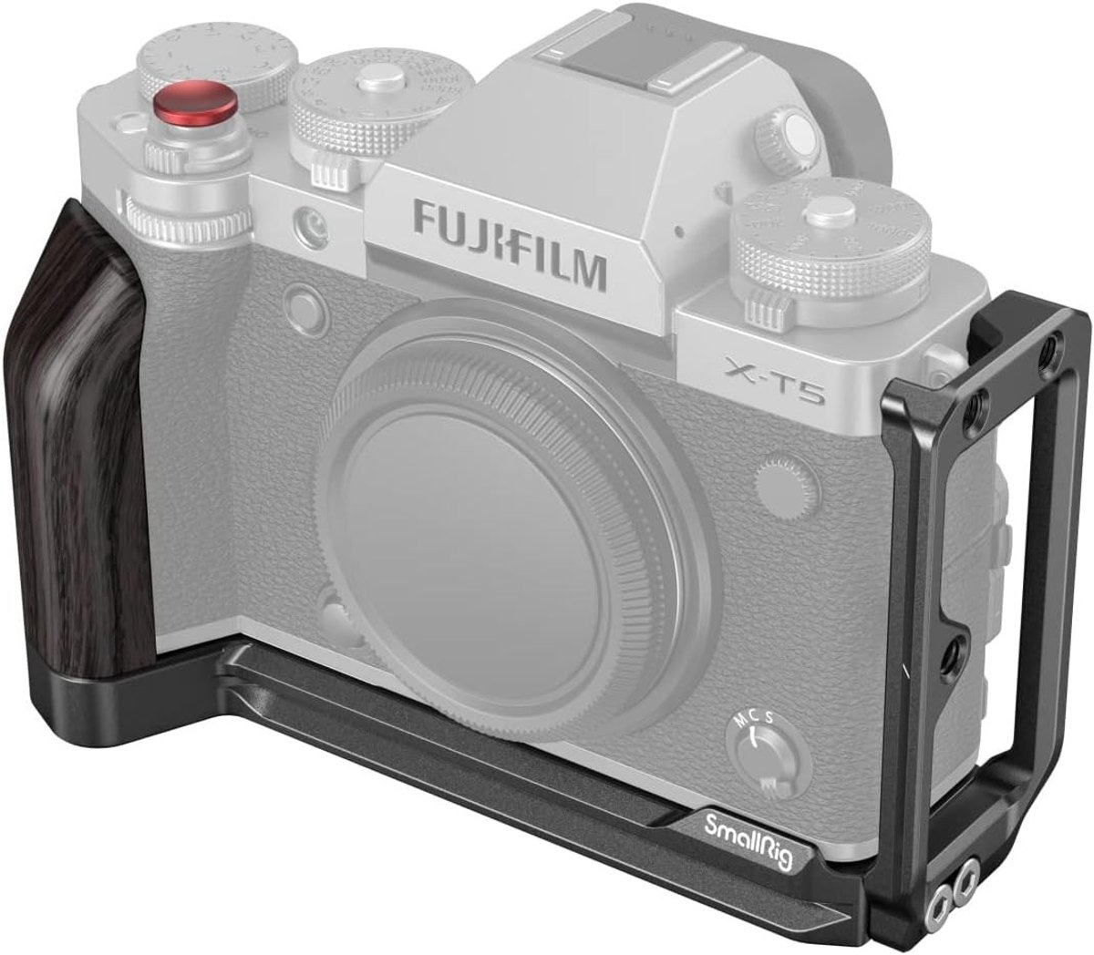L Bracket voor FUJIFILM X-T5 met Zwart Houten Handgreep en Snelle Ontgrendeling voor Arca Swiss - Ideaal voor Fotografie en Videografie