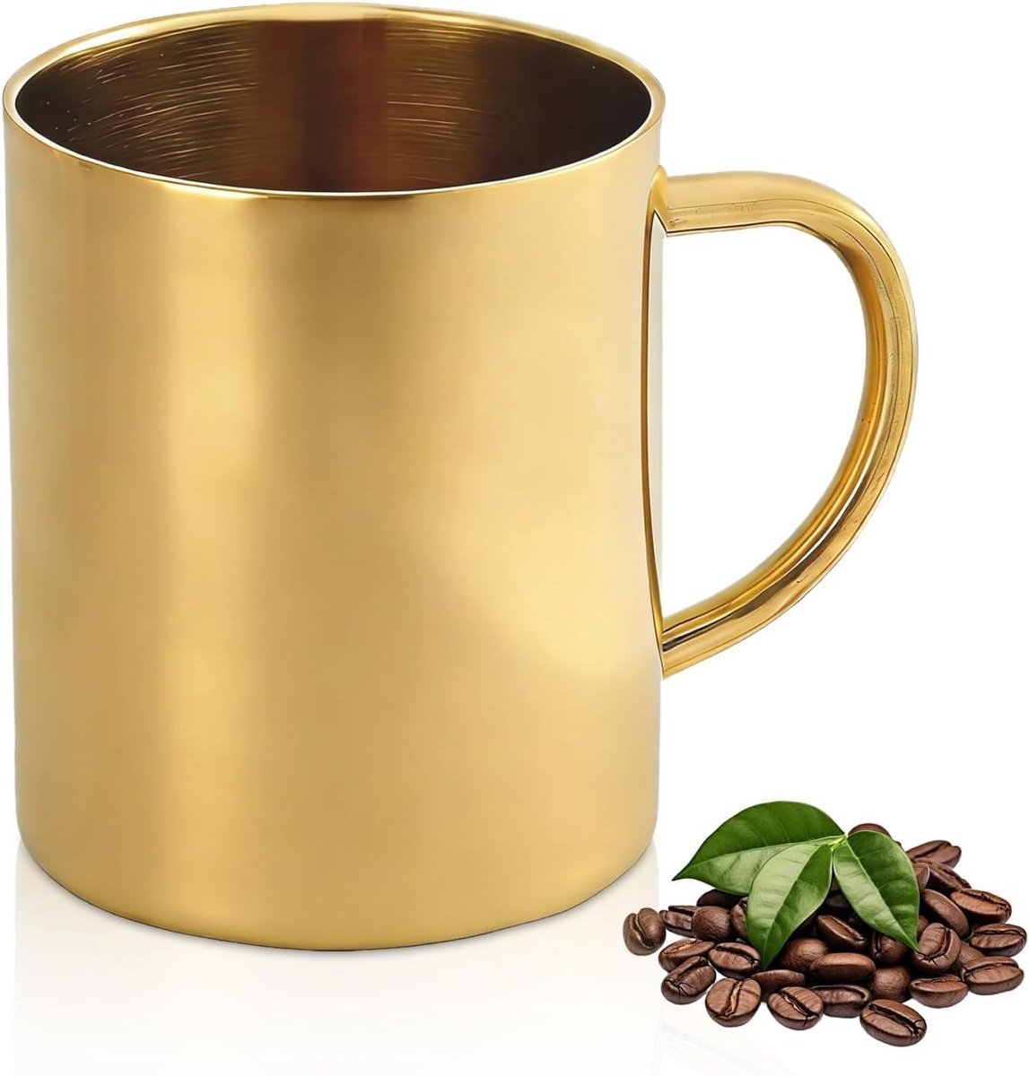Dubbelwandige RVS Koffiemok met Brede Handgreep - Ideaal voor Koffie, Thee en Soep