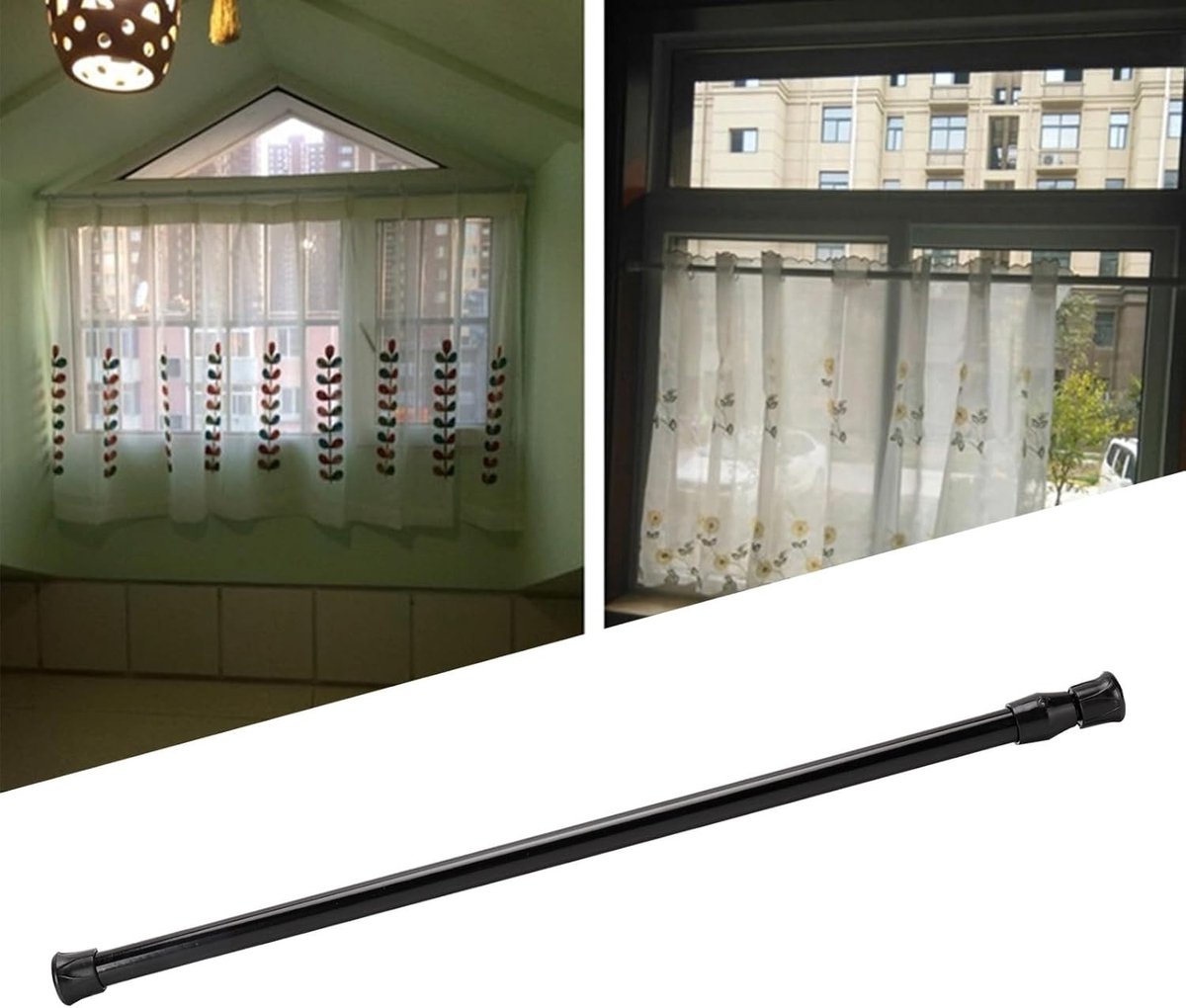 Verstelbare Spanningsstang Zwart - Duurzaam Telescoopmodel voor Raamdecoratie (40-70 cm, 1.2 cm Dikte)