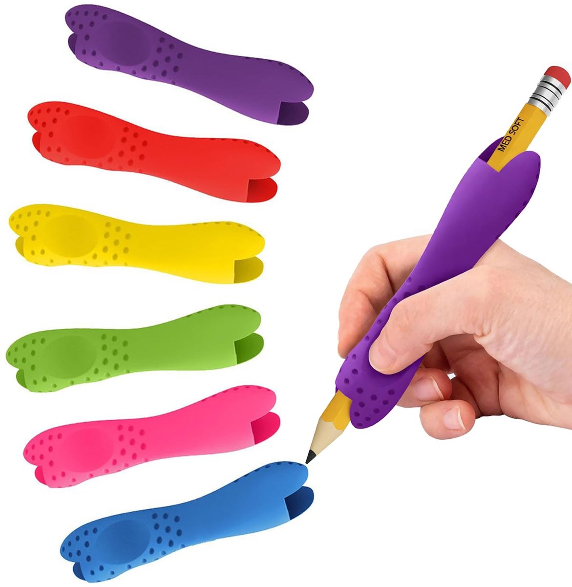 Inovra - 6 stuks penhouders hulp schrijfhulp voor pen pen pen houder hulpmiddel schrijfhulp kinderen schrijfhulp voor kinderen volwassenen handschrift rechts en linkshandigen