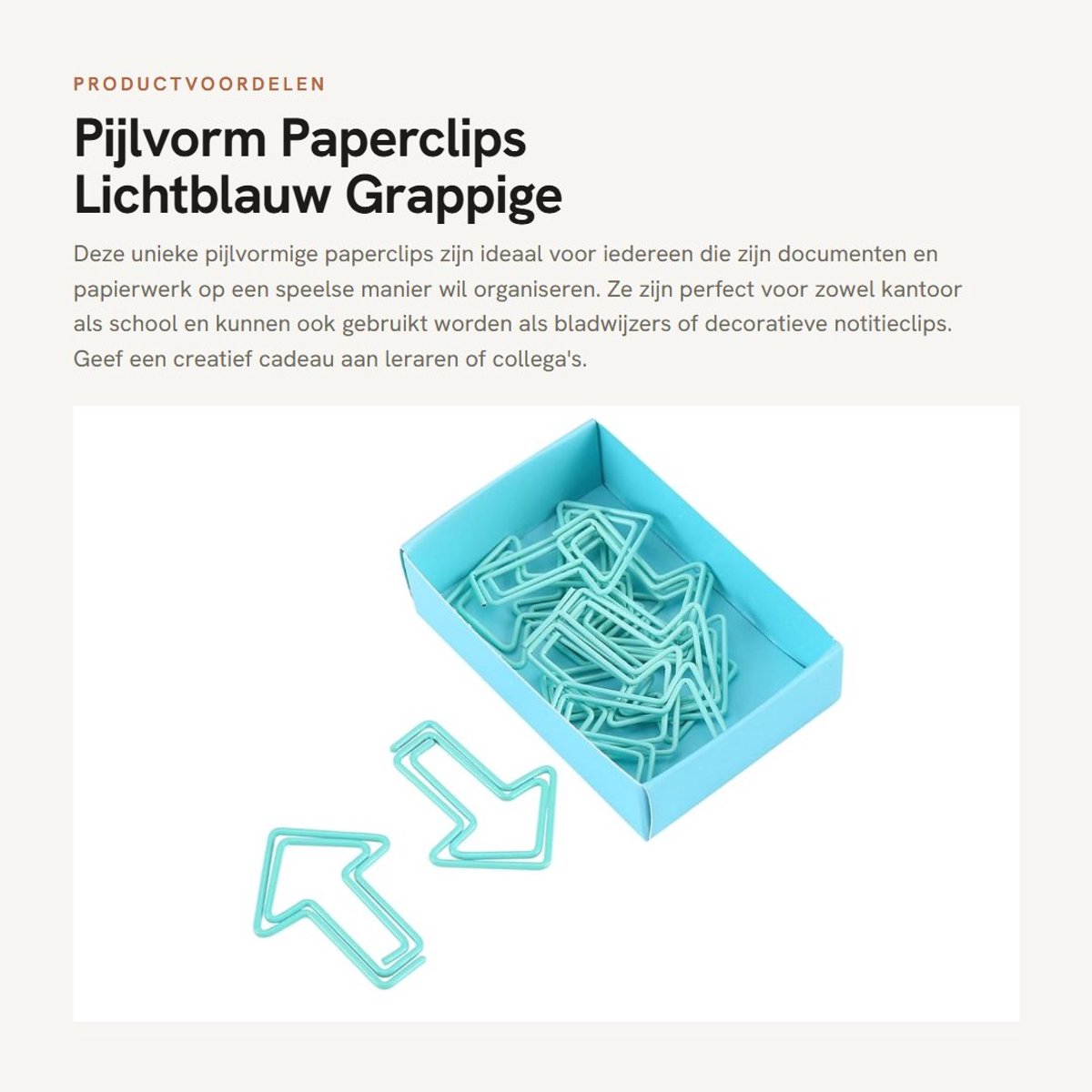 Inovra- Pijlvorm Paperclips 12 Stuks - Metalen Documenten Clips - Bladwijzers/Papierhouders - Identificatie/Notitieclips - Lichtblauw - Decoratief en Handig