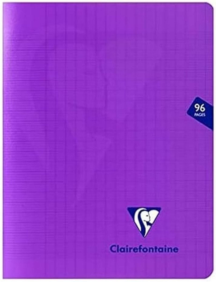 Thijox - Clairefontaine Geniet Schrift 17x22 cm - 48 Blad Geruit Séyès - Wit Papier 90 g - Polypro Omslag - Paars Notitieboek voor School, Kantoor en