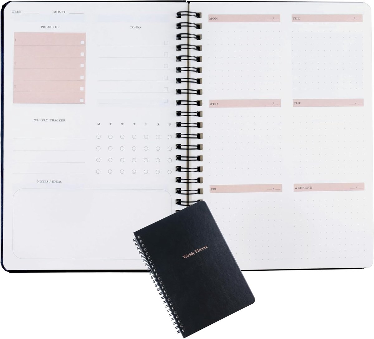 Thijox - A5 Ongedateerde Weekplanner - Weekly Planner met Doelen, To-Do Lijst, Habit Tracker, Spiraal Notitieboek voor Productiviteit, School, Werk, T