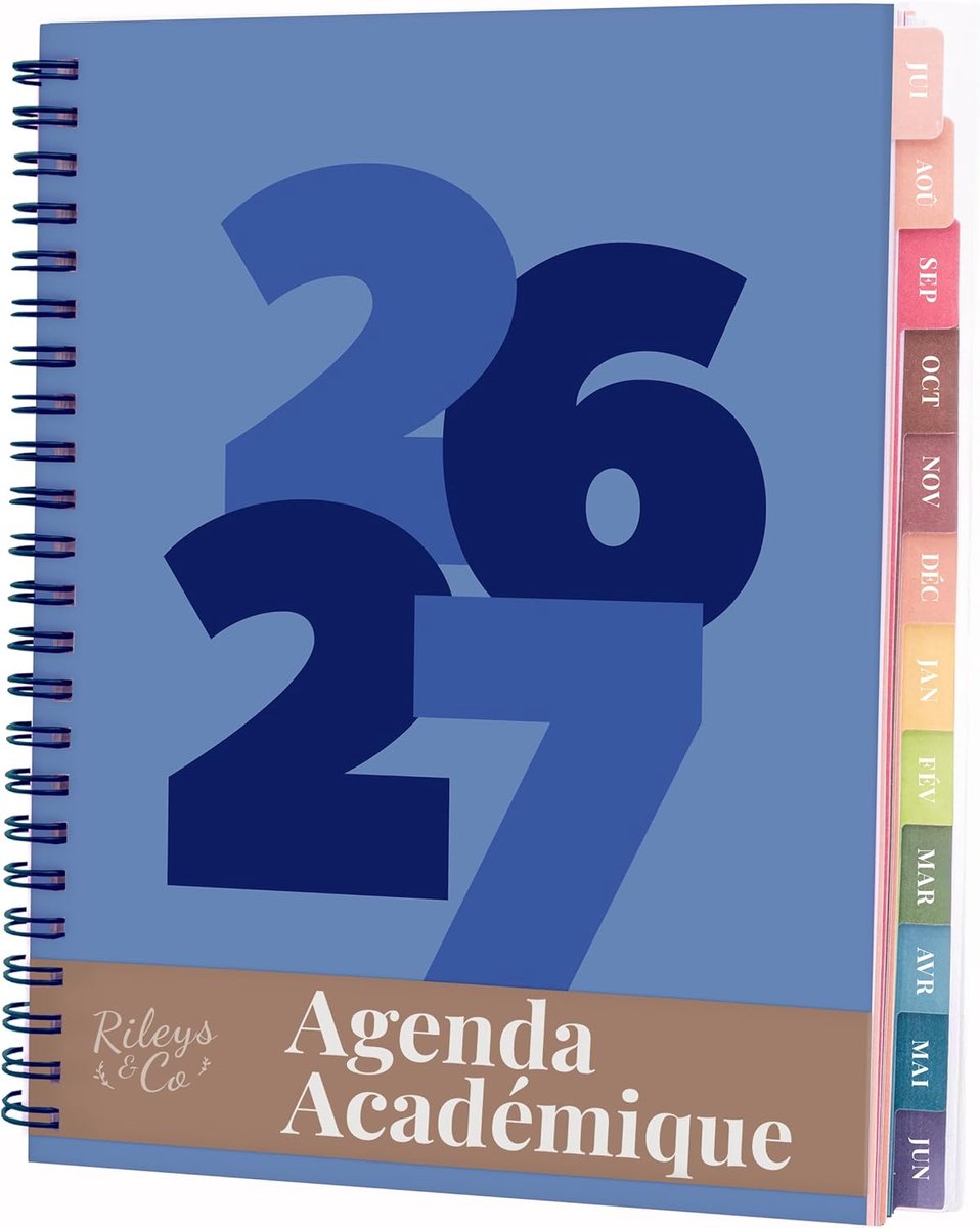 Thijox - Rileys 2026-2027 Academische Planner - Dagelijkse, Wekelijkse & Maandplanner - Notitiepagina's voor Studenten - Dubbeldraads Binding - 20x15