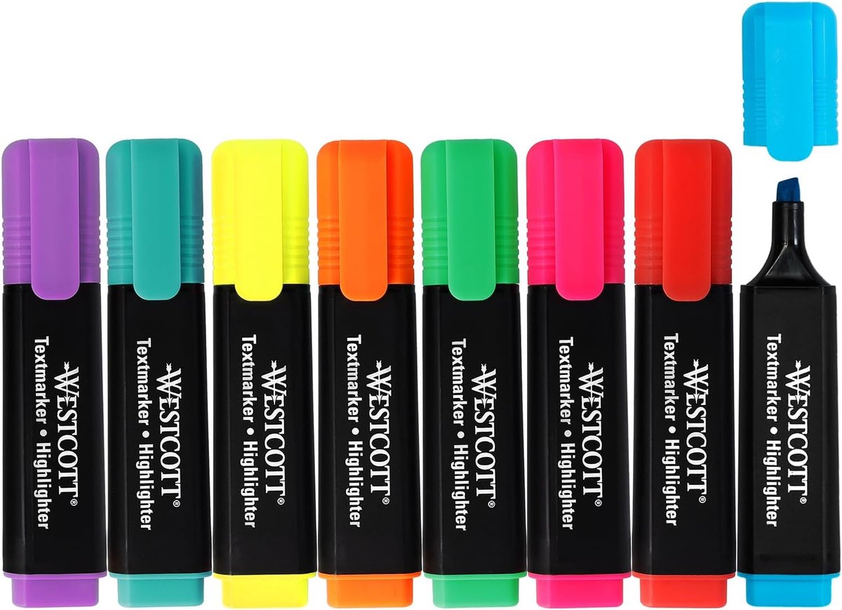 Thijox - 8-delige Set Highlighter Markers - Premium Markeerstiften met Heldere Kleuren - Lijndikte 2-5 mm - Perfect voor School, Kantoor en Creatieve