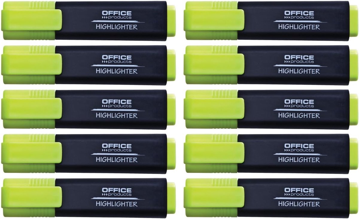 SnelShoppen - Highlighters Lichtgevende Set van 10 Gele Textliner's - Non-Toxische Inkt, Wedge Vormige Punt, 1-5 mm Dikte voor School, Kantoor en Crea