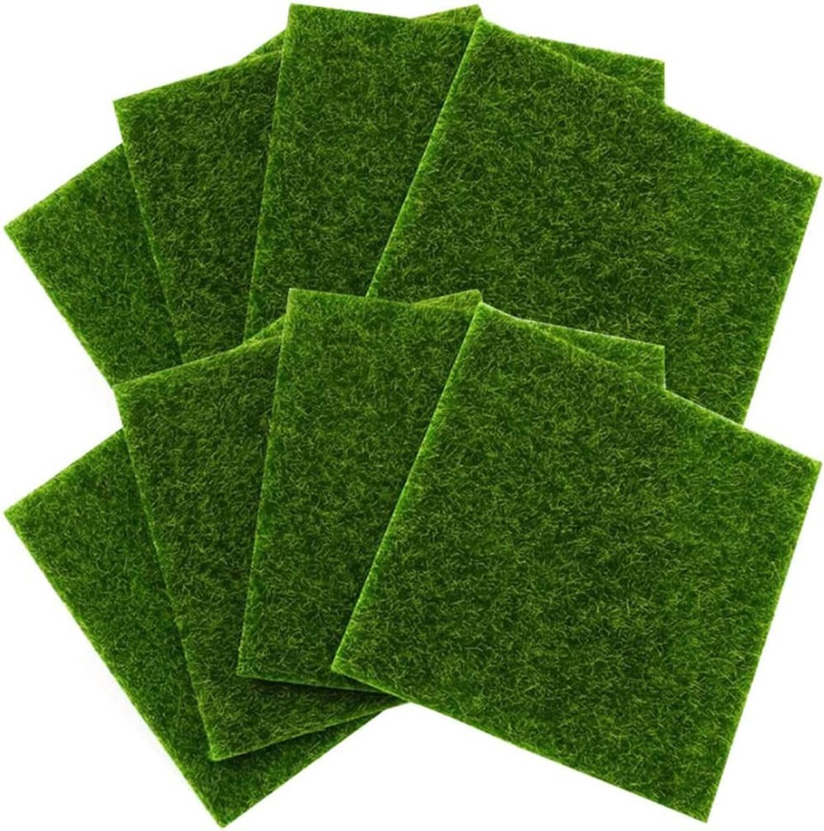 Inovra- Kunstgras 8 Stuks - Miniatuur Mos - Kunststof - 15 x 15 cm - Duurzaam - Herbruikbaar - Geschikt voor Huisdecoratie - Nepgras