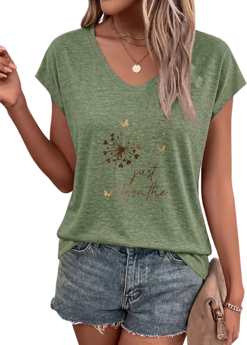 Currero Topje Dames - Top Kleding - Shirt - Blouse - Kort - Volwassen - Grasgroen Gras groen