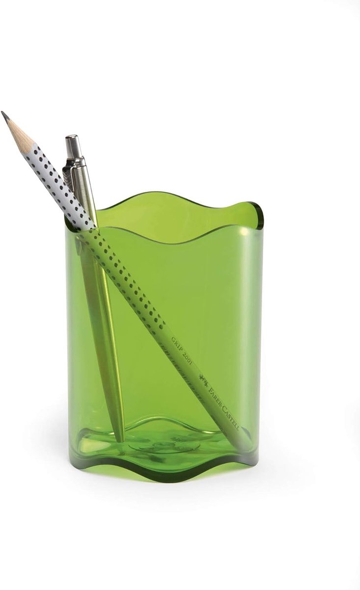 Thijox - Transparante Groene Pennenhouder Trend 1701235017, Gebogen Design voor Thuis en Kantoor, Desk Organizer, Multifunctioneel en Ruimtebesparend,