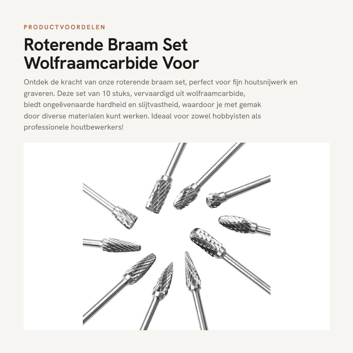 Inovra- Slijpboor 10 Stuks - Roterende Braam Set - Wolfraamcarbide - Houtsnijwerk Gereedschap - Schachtdiameter 6 mm - Voor Metaalbewerking - Graveergereedschap
