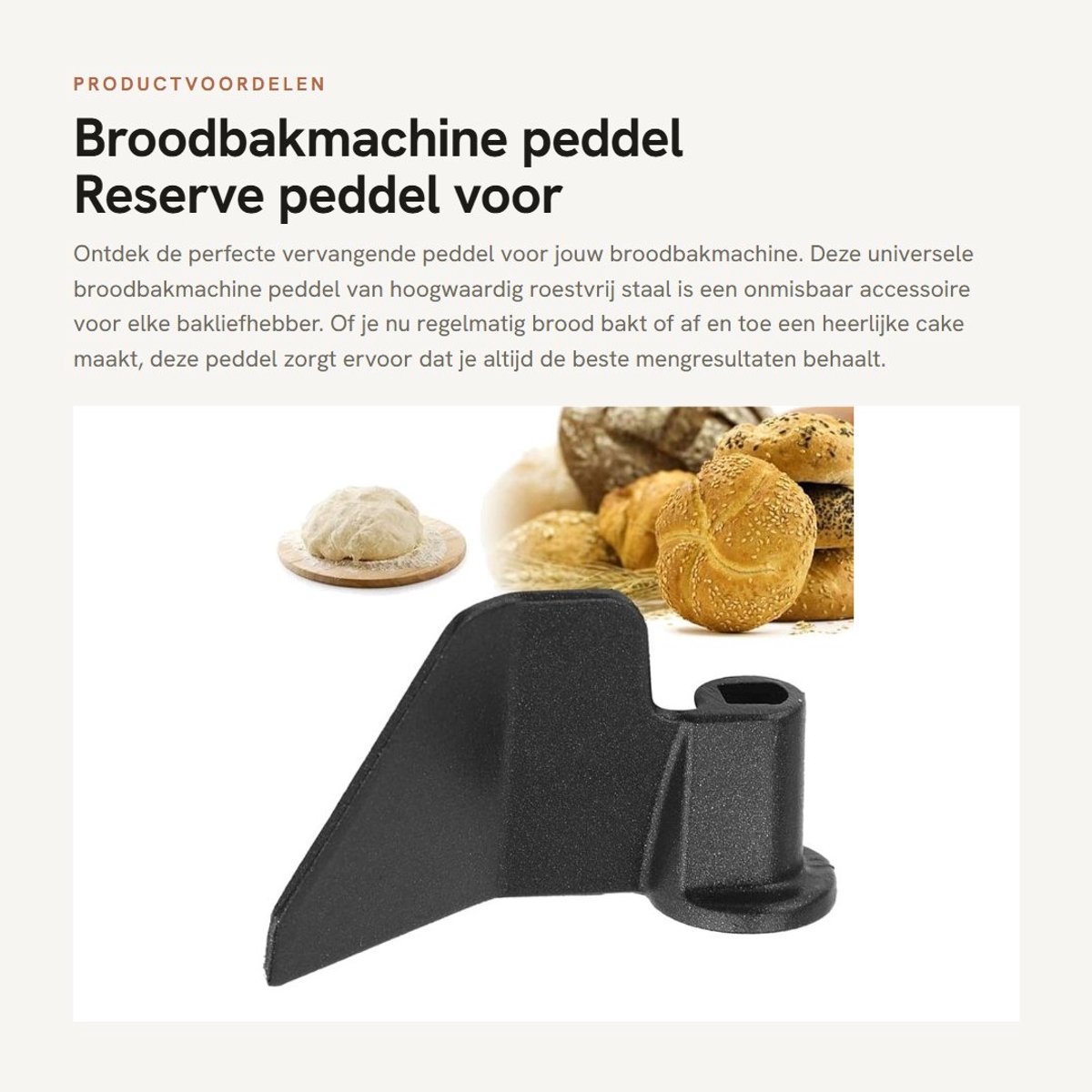 Inovra- Broodbakmachinepeddel Universeel Vervangend Onderdeel - Roestvrij Staal - Antiaanbaklaag - Duurzaam - Eenvoudig te Reinigen - Verbetert Mengkracht - Broodmes