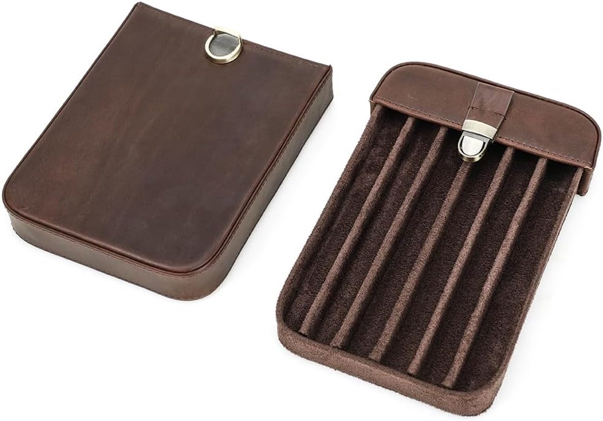 Dailygoods - CONTACTS Echt lederen pennenzak, vintage pennenhouder, penbeschermhoes voor reizen, elegant bureauaccessoire-zakje, potlood-organizer-box