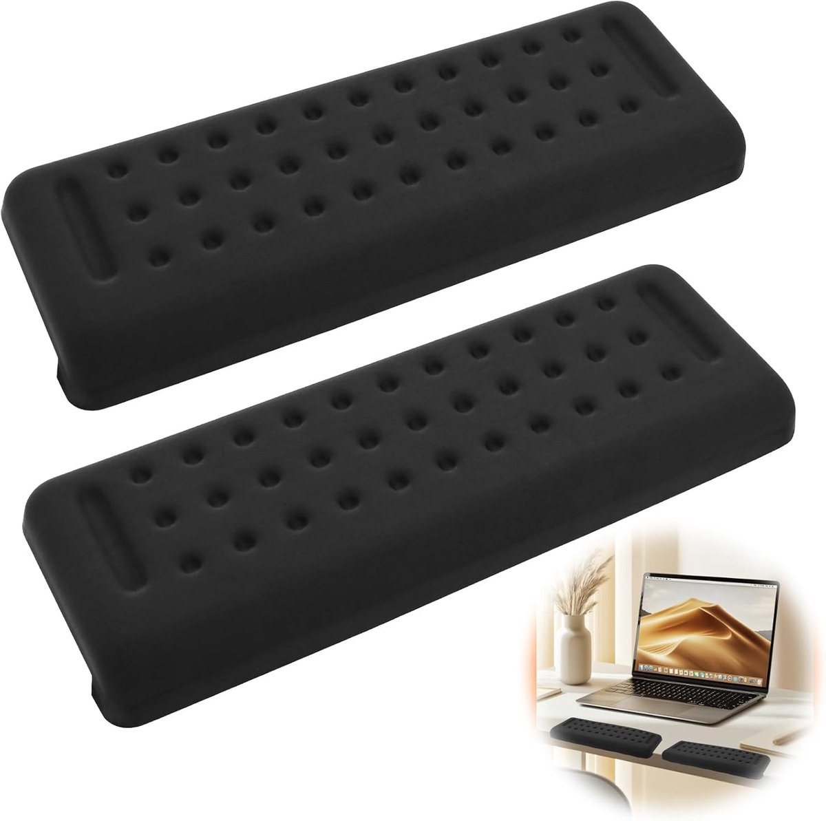 SnelShoppen - 2 Stuks Ergonomische Keyboard en Muismat Handsteun met Geheugenschuim, 30x10cm, L-vormige Polssteun voor Bureau, Ondersteuning voor Pols