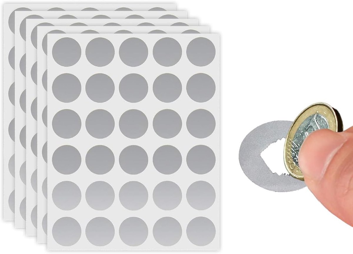 Set van 150 Zilveren Ronde Kraskaarten van 25mm voor Bruiloften en Feestjes - Perfect voor Cadeaus en Verjaardagen