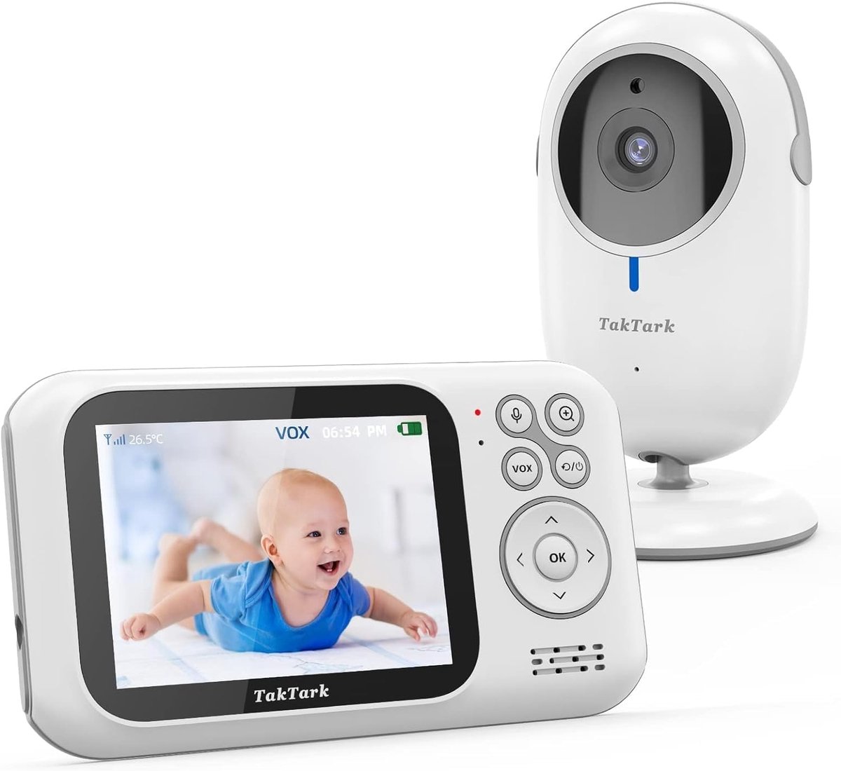 Thijox - Babyfoon Camera met 3,2 Inch LCD Scherm, Draadloze Babycamera met Nachtzicht, Bidirectionele Communicatie, VOX en Digitale Zoom voor Babybewa