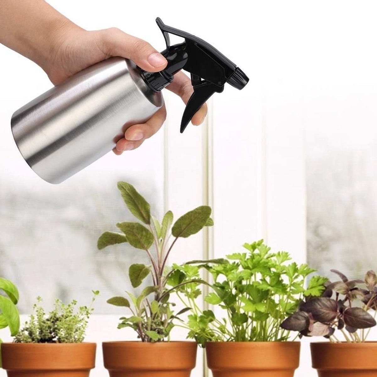 Waterverstuiver van RVS 400 ml voor Koken en Schoonmaken - Huishoudelijke Kruidensproeier voor Keuken en Tuin