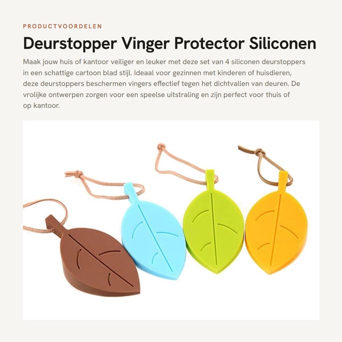 Inovra- Deurstoppers 4 Stuks - Siliconen Vingerbeschermer - Decoratieve Deurstopper - Flexibel en Duurzaam - Veilig voor Thuis - 9 cm Lang