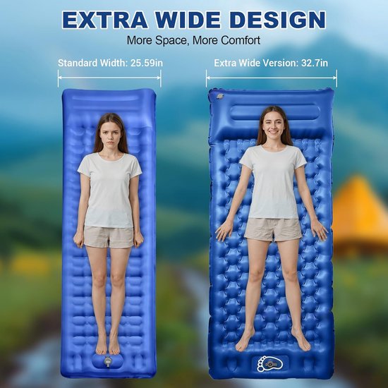 Thijox - Extra Groot Luchtmatras Camping 83 cm met Geïntegreerd Kussen 16 cm - Ultralicht Opblaasbaar Matras met Voetpomp - Ideaal voor Trekking en Re van Thijox — afbeelding 5