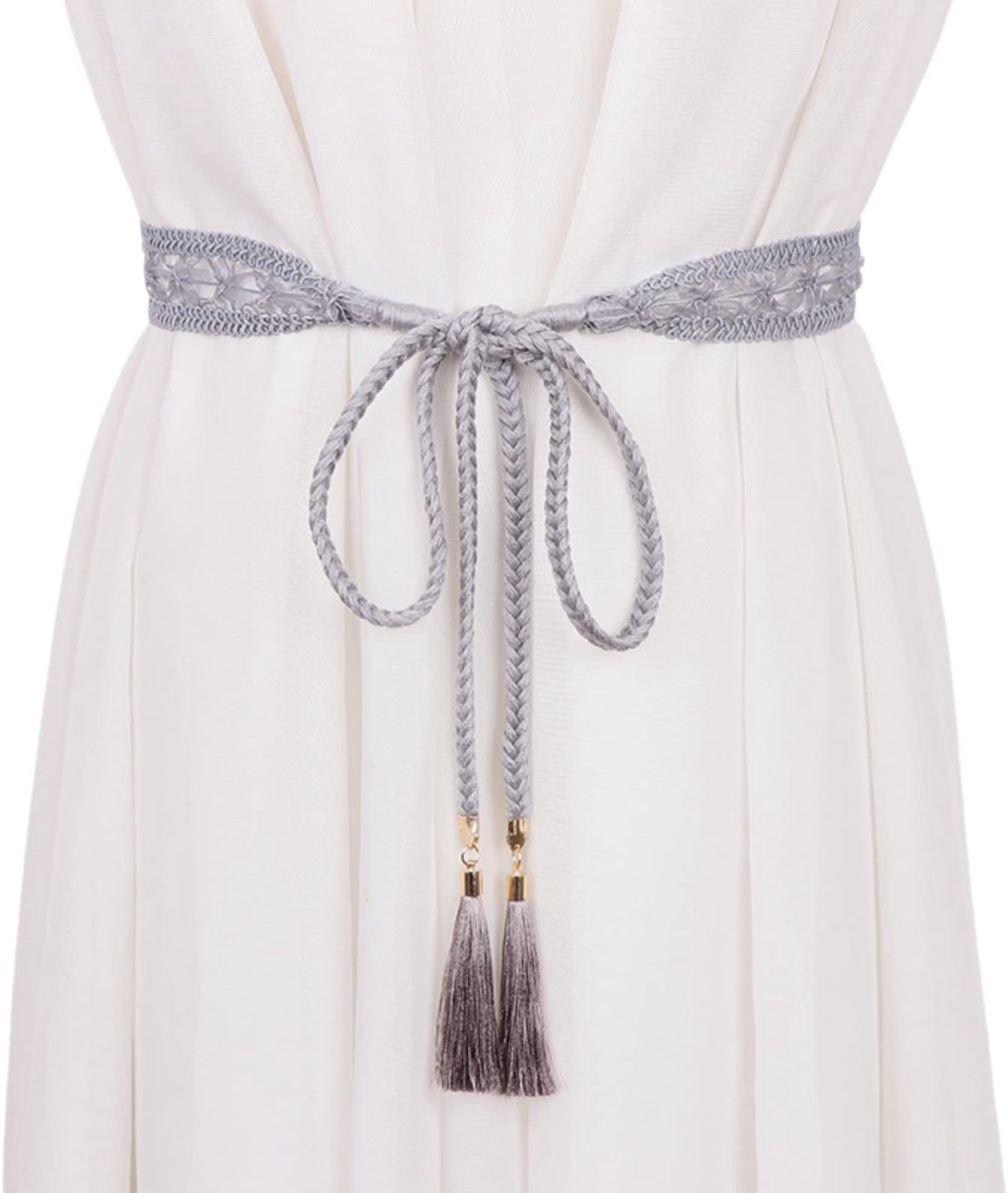 Inovra - CHENGZI Taille Touw Tailleband Versierde Rok Riem Shirt Accessoires Dunne Taille Ketting Mode Vrouwen Geweven Kwastje Knoop