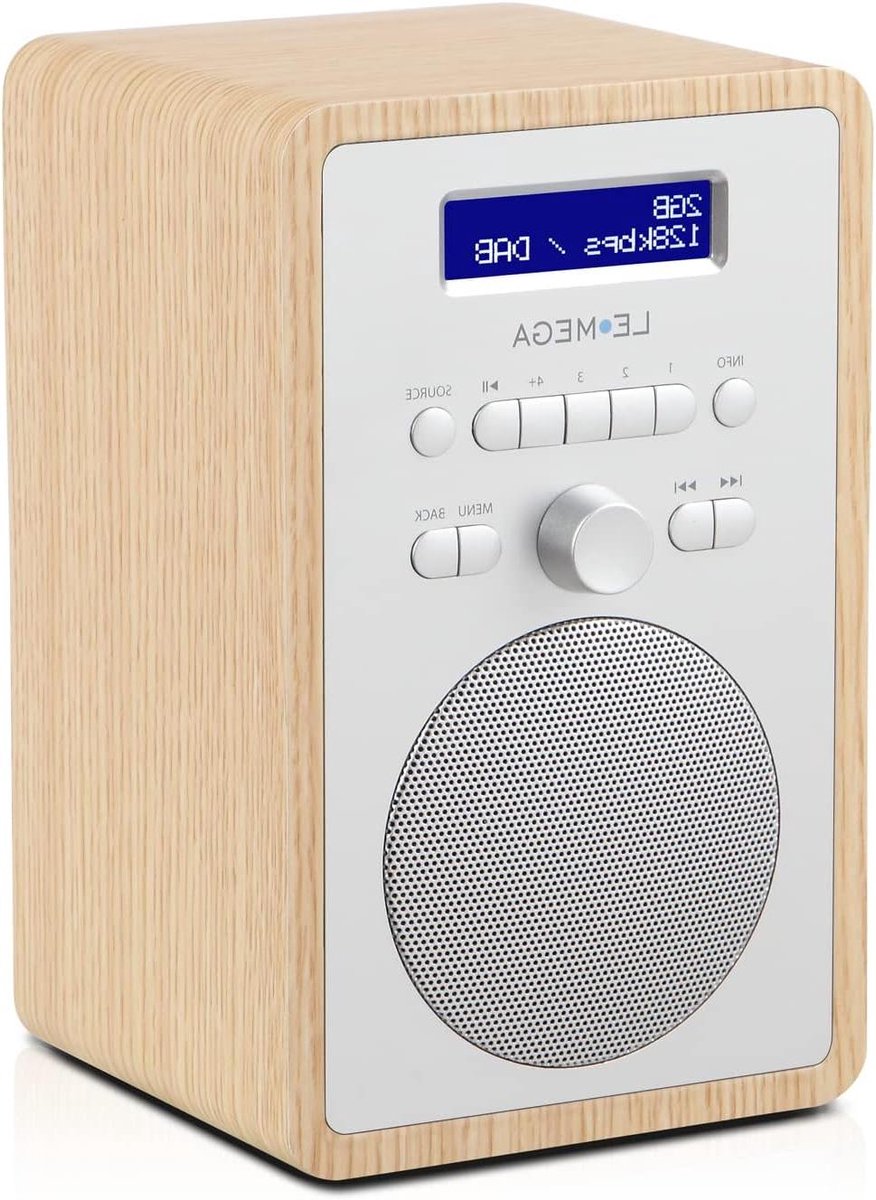 Digitale Radio - DAB FM - Muziek Luisteren - Dubbele Alarmklok - 18 cm Hoog - Wit Eiken