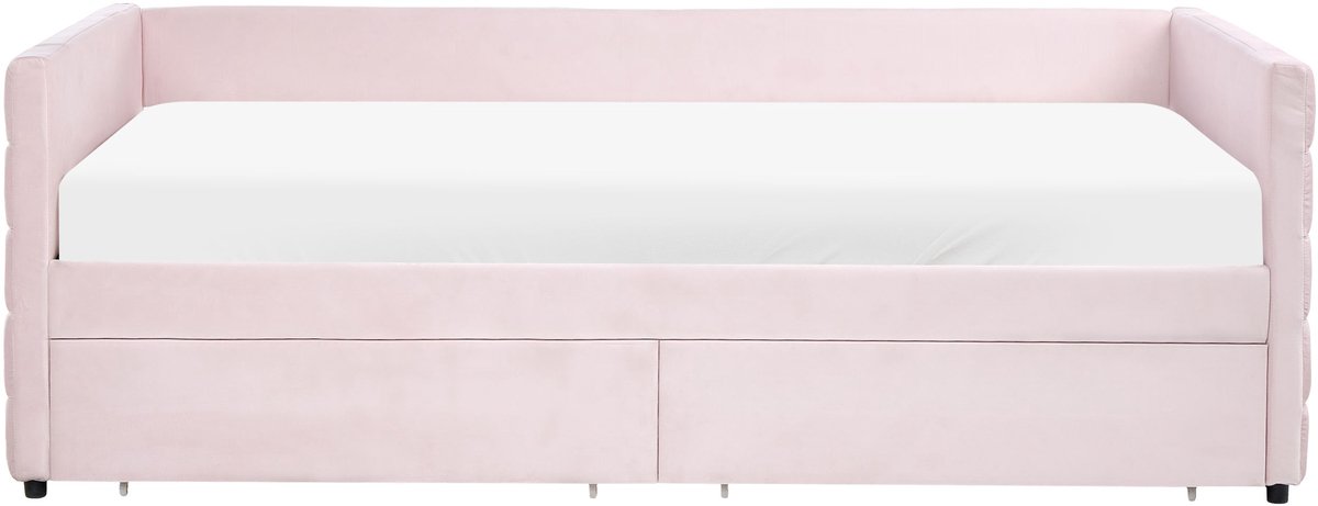 MARRAY - Bedbank met opbergruimte - Pastelroze - 90 x 200 cm - Fluweel