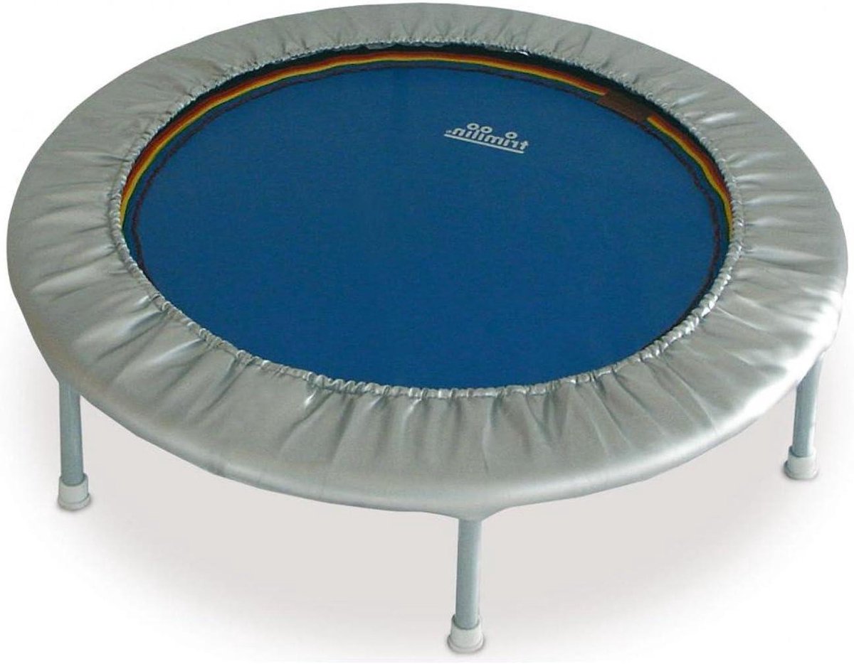 Fitness Trampoline - Revalidatie Trainer - Gewrichtsvriendelijk Trainen - Zachte Speciale Veer - 102 cm Diameter - Blauw Zilver