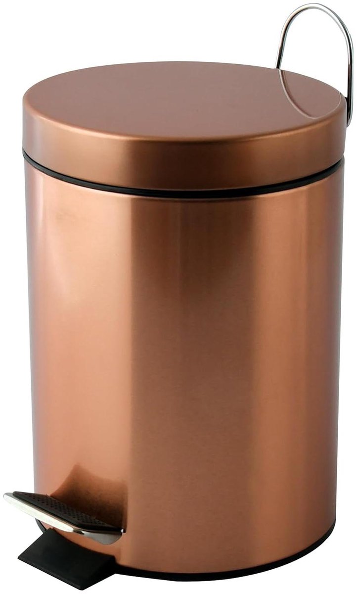 Pedaalemmer - Afvalemmer staal - Hygiënisch werken - Antislip pedaal - 3 liter - Kopereffect