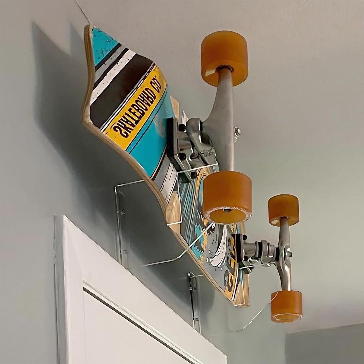 Skateboard Muurbeugel Display Hanger Skateboard Opbergen Transparant Acryl Frame 1 Paar Transparant