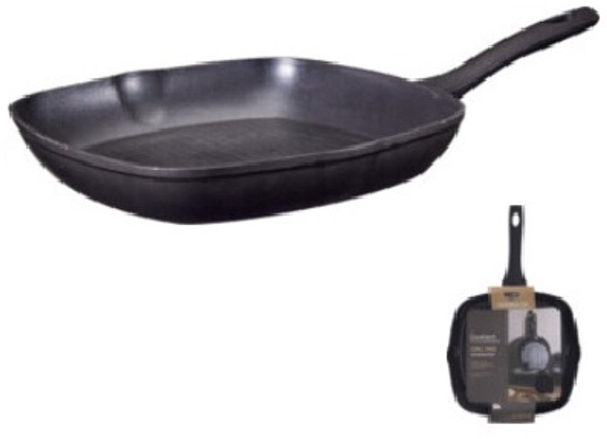 Grillpan gesmeed aluminium met zwarte PTFE antiaanbaklaag 28cm