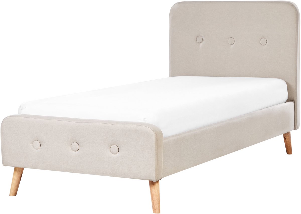 Beliani RENNES - Kinderbed - Lichtbeige - 90 x 200 cm - Polyester