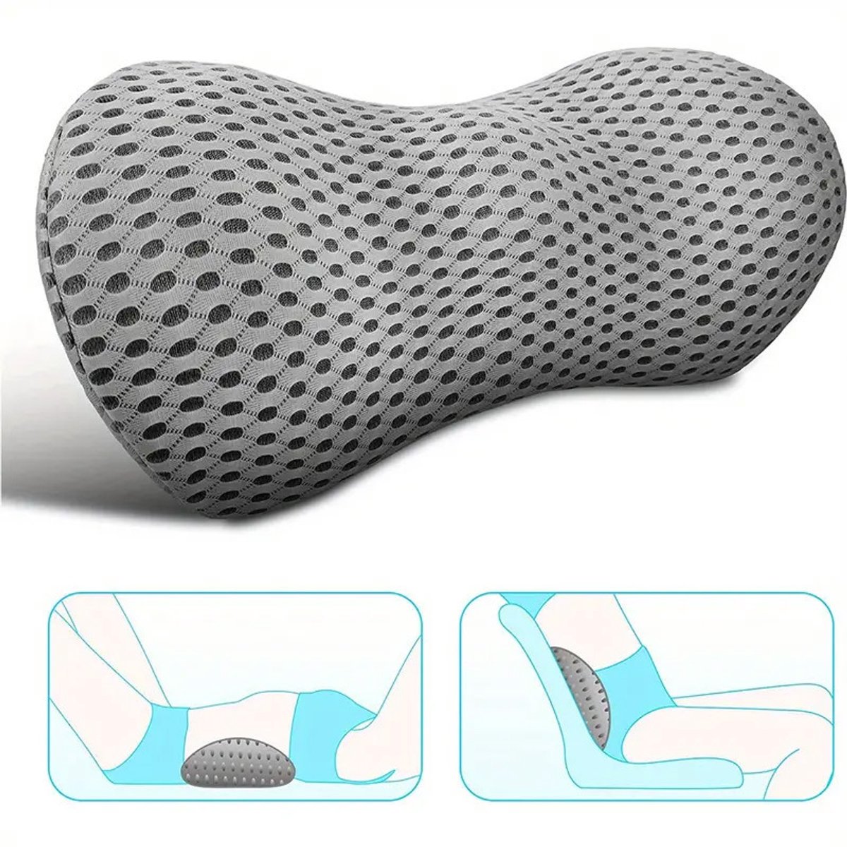 Rugkussen - Ergonomisch Traagschuim Lendenkussen - Lendenkussen - Lendensteunkussen - Supporting Foam Rugkussen - Rugkussen Onderrug - Rugkussen Stoel - Rugsteun - Ergonomisch Rugkussen Voor Auto En Bureaustoel -Grijs, 45*23*10cm