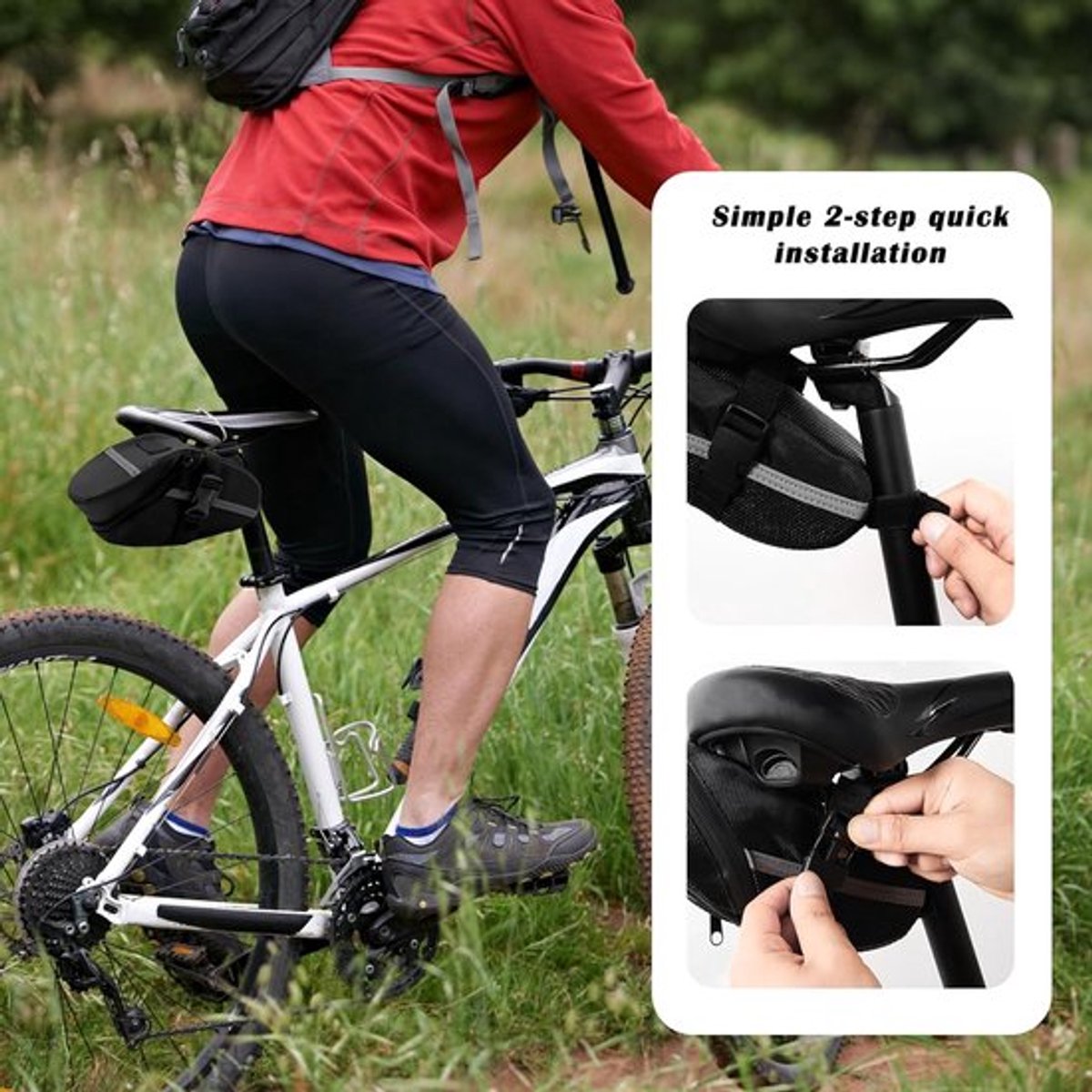 Fietstas voor achterop de fiets - fietstas - zadeltas - e-bike tas - waterdichte tas - reflecterende strip - lichtgewicht tas - racefiets - mountainbike - outdoor - zwart — cadeau in Sport & Outdoor - foto 4