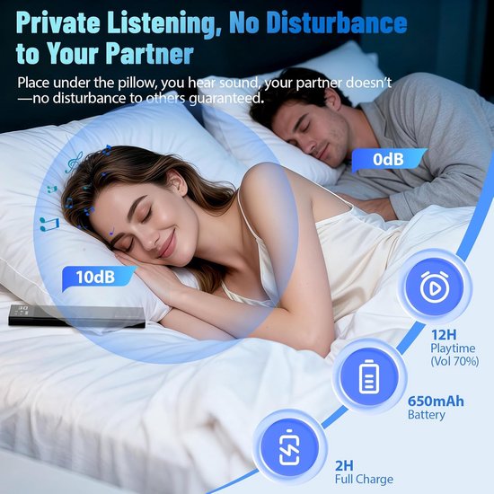Bluetooth-kussenluidspreker – kussenspeaker met beengeleiding – ingebouwde witte ruis – luidspreker met timer voor zijslapers – zwart.L — afbeelding 5
