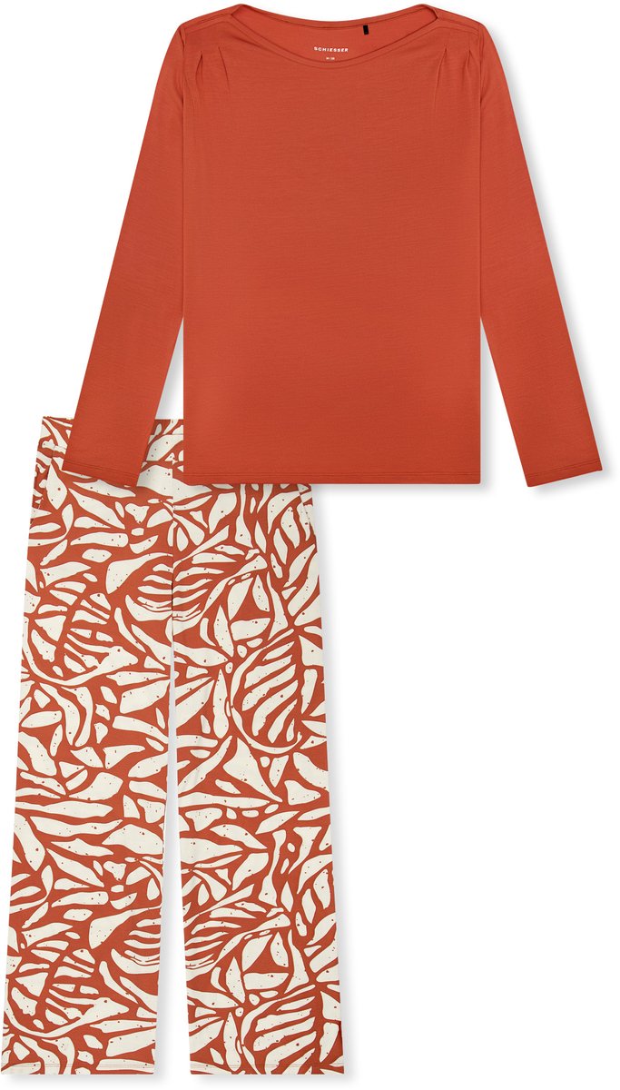 Schiesser dames Selected Premium lange pyjama - terracotta Oranje