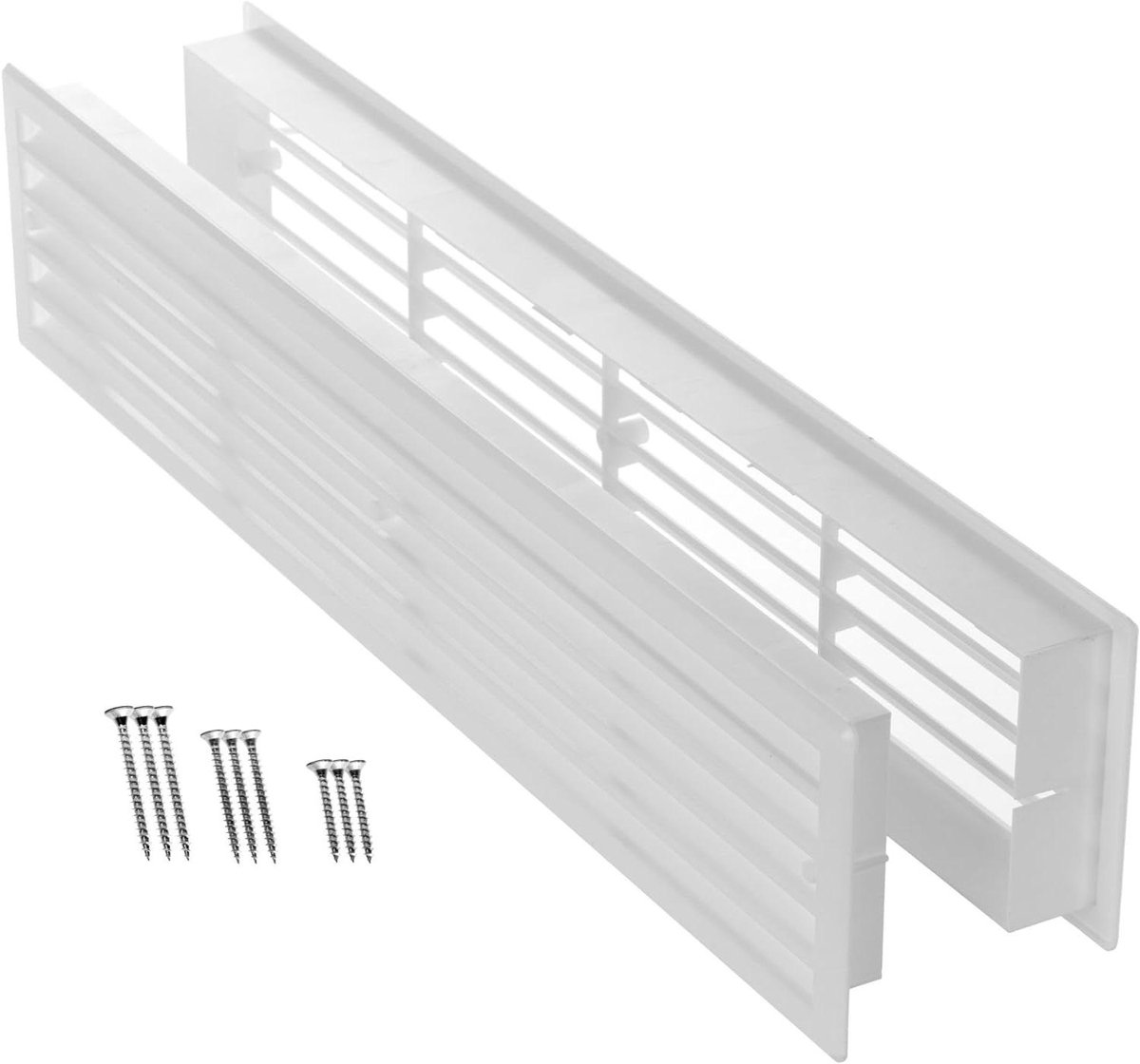 Ventilatierooster Deur - Luchtstroom Rooster - Luchtcirculatie Verbeteren - Tweedelig Ontwerp - 450 x 92 mm - Wit