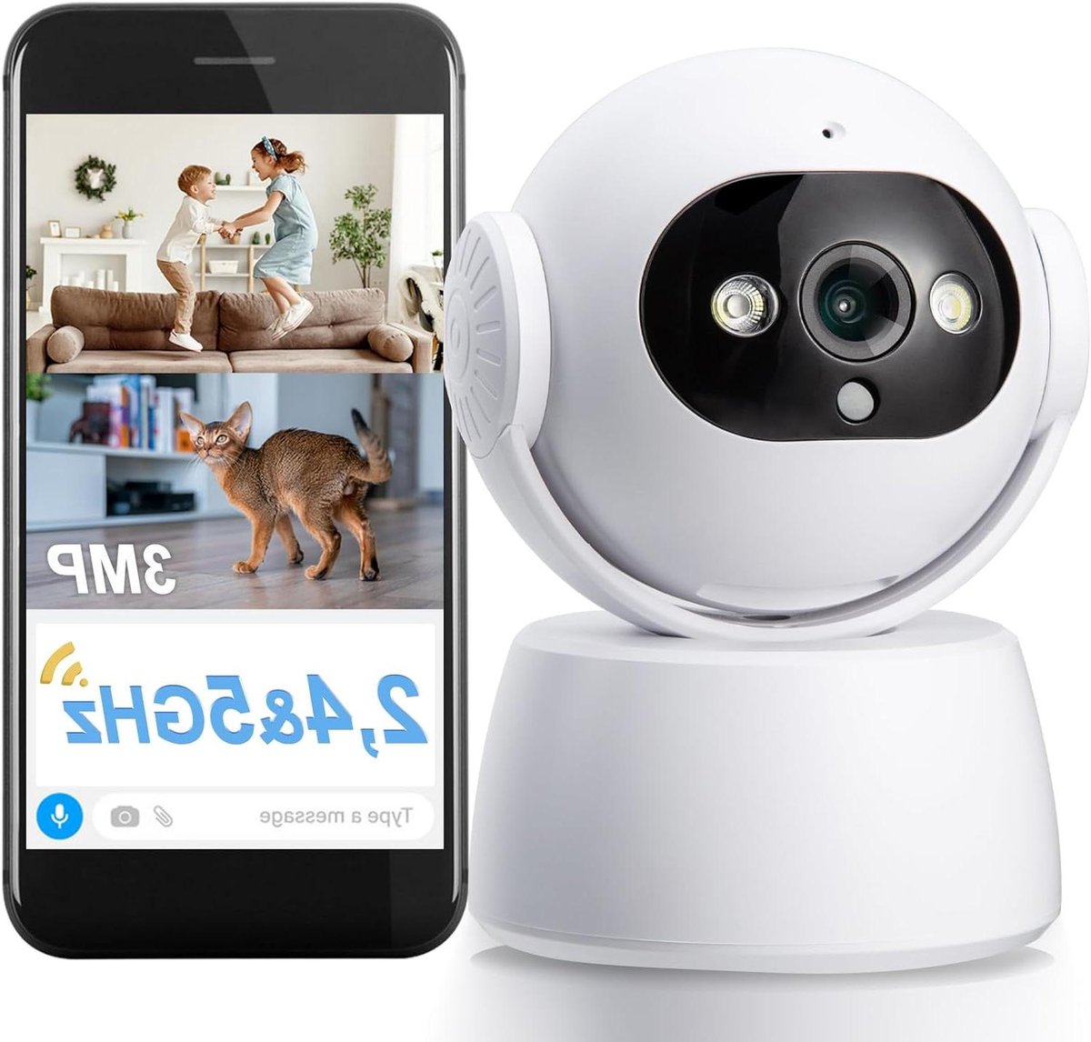 Beveiligingscamera Binnen - Wlan Camera - Huisbewaking - Menselijke Detectie - 360 Graden - Wit