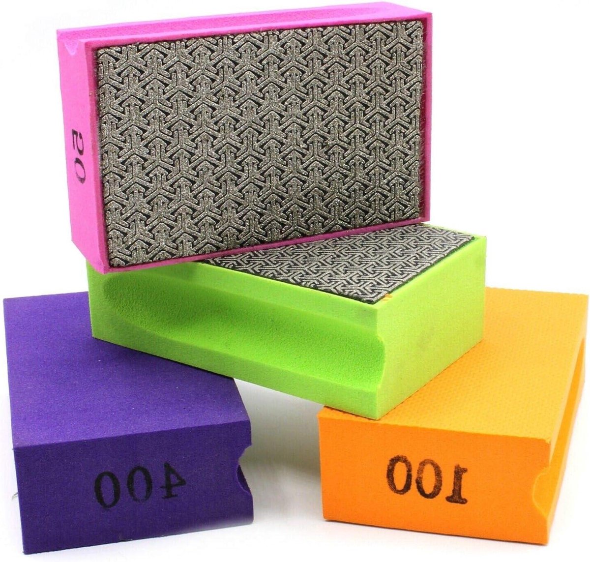 Schuursponzen Set - Diamant Pads - Materiaal Bewerken - Nat Droog Gebruik - 4 Stuks - Multicolor
