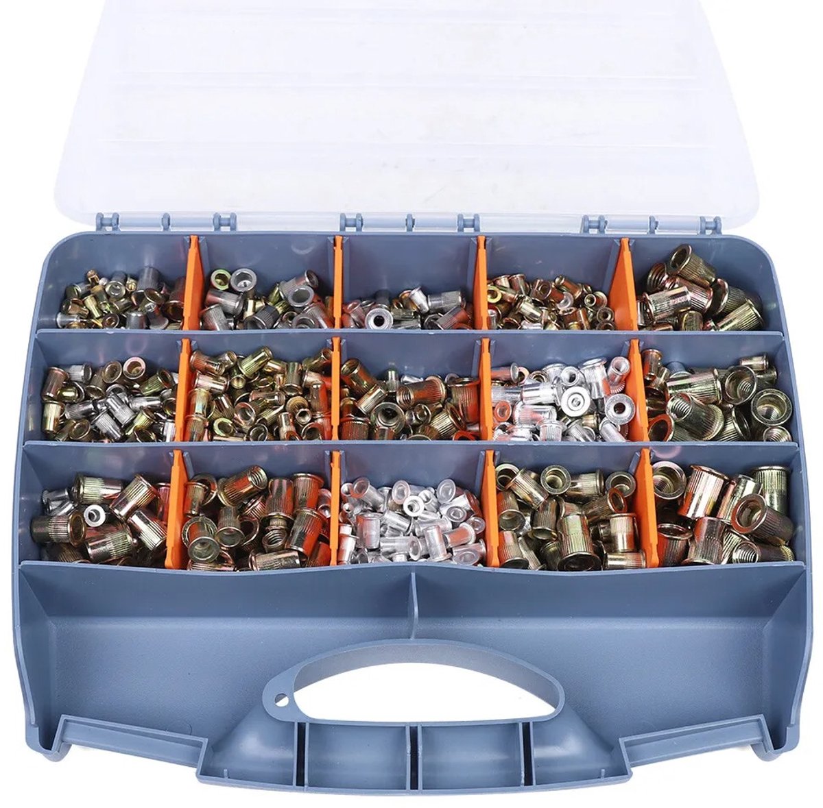 Velori Blindklinkmoeren Assortiment - Klinkmoeren Set - Blindklinkmoer Kit - RVS Klinkmoeren - M3 M4 M5 M6 M8 M10 M12 - 1200 Delig met Opbergdoos