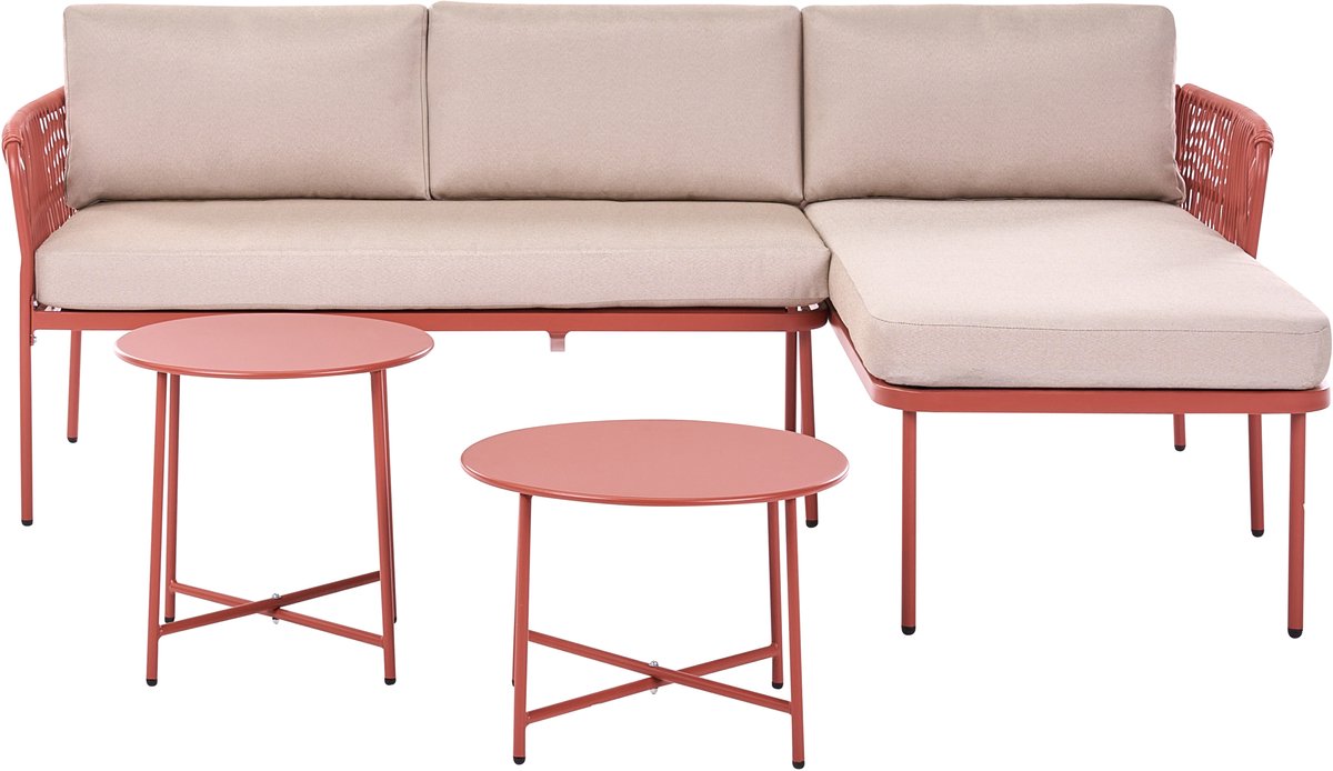 Beliani ONZO - Loungeset - Rood - Linkszijdig - Stof/Staal