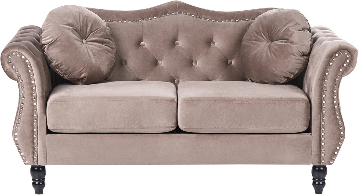 SKIEN - Tweezitsbank - Taupe - Fluweel