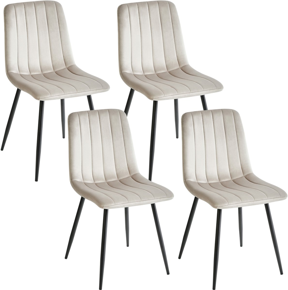 KALISPELL - Eetkamerstoel set van 4 - Beige - Fluweel