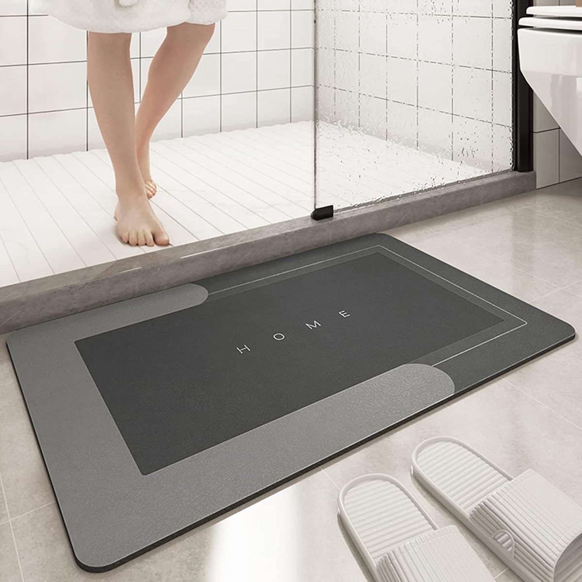 Absorbente Badmat, Antislip en Schimmelbestendig, 45 x 75 cm, Diatomiet, Sneldrogend en Dikke Vloermat voor Badkamer, Keuken, Toilet en Deur