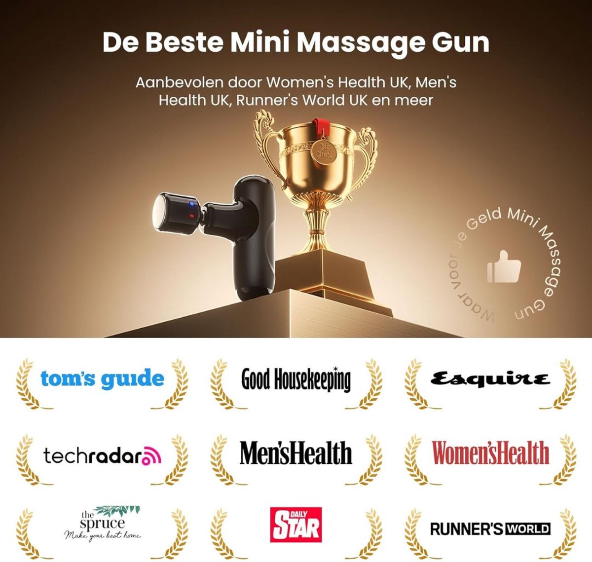 SP® Massage Gun - Draagbaar Massagepistool Voor Spieren - Verlichting Van Rug- En Schouderpijn - Zwart - 14cm x 12cm x 4cm