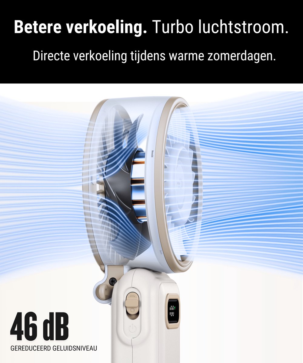 Handventilator oplaadbaar | DUO SET AIR 100 | High Speed Blaaskracht | Black & White (1x zwart + 1x wit) | Waaier Mini Ventilator | Verkoelende Airflow — afbeelding 3
