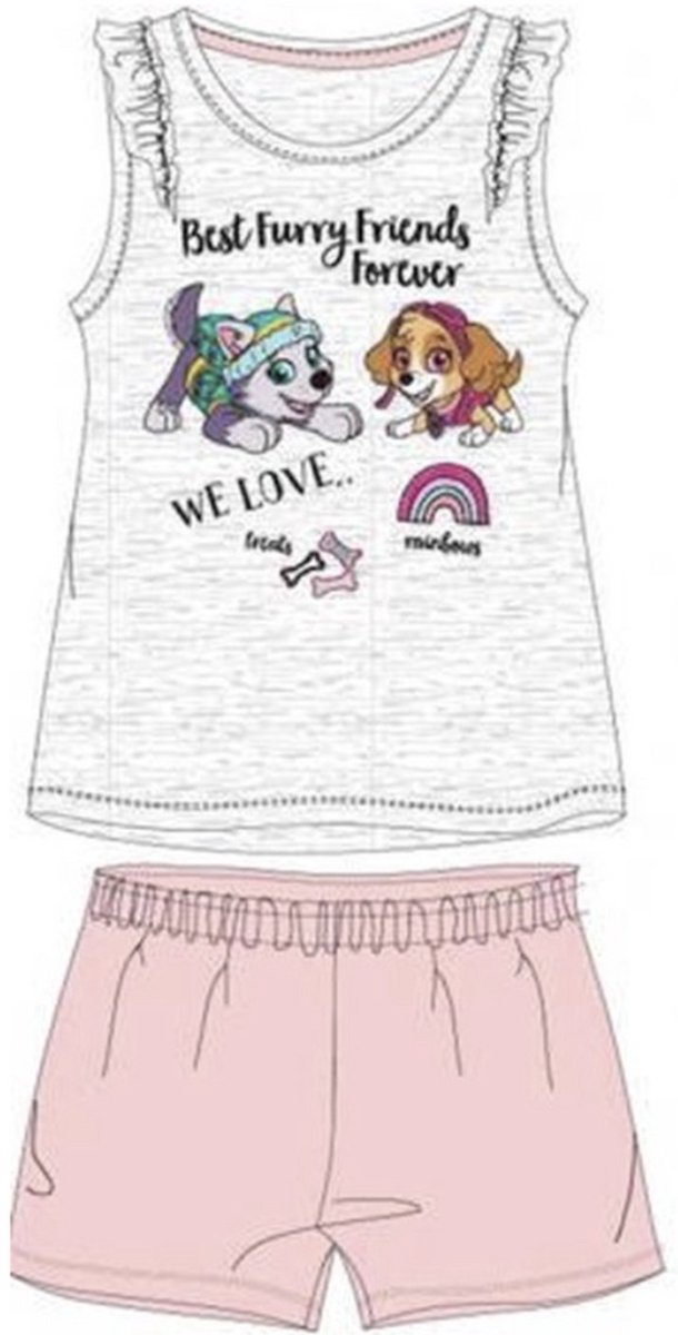 Nickelodeon Paw Patrol Skye pyjama - shortama - Maat 128 / 8 jaar grijs roos